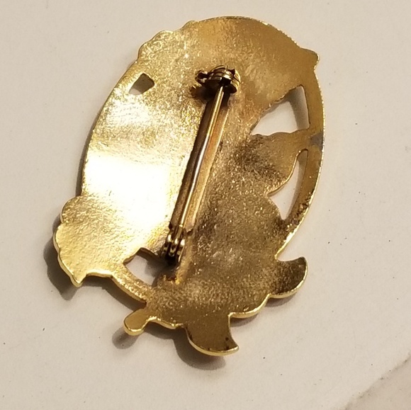 Cloisonne 80s pin/brooch, with butterfly & dogwood - Picture 3 of 4